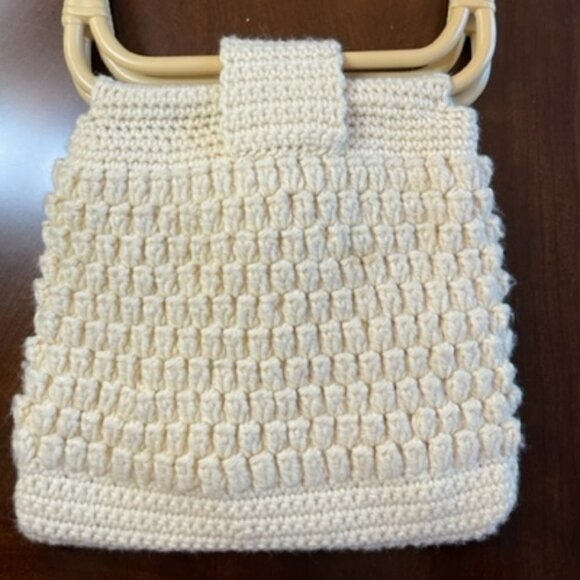 Vintage Handmade Macrame Crochet Lined Bag Purse - Picture 3 of 8